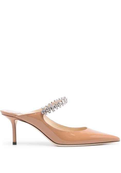 Beige patent-leather crystal-embellished mules Jimmy Choo - women